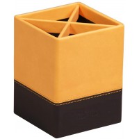 RHODIA 118810C - Pot a  Crayons Orange - 8x8x11 cm - Piqures Sellier Orange - Exterieur Simili Cuir - Collection Home Office Rho