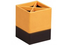 RHODIA 118810C - Pot a  Crayons Orange - 8x8x11 cm - Piqures Sellier Orange - Exterieur Simili Cuir - Collection Home Office Rho