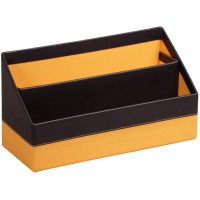 RHODIA 118846C - Porte-Courrier Noir - 25x10x14 cm - Piqures Sellier Orange - Exterieur Simili Cuir - Collection Home Office Rho