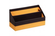 RHODIA 118846C - Porte-Courrier Noir - 25x10x14 cm - Piqures Sellier Orange - Exterieur Simili Cuir - Collection Home Office Rho