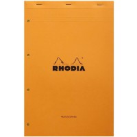 RHODIA 119700C - Bloc-Notes Agrafe N°119 Audit Orange - A4+ - Pre-Imprime Multicolonnes - 80 Feuilles Detachables Perforation 4 