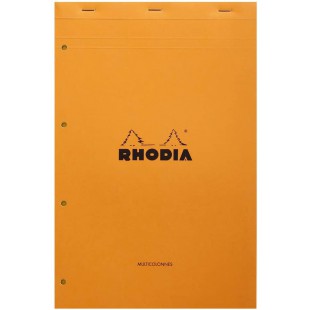 RHODIA 119700C - Bloc-Notes Agrafe N°119 Audit Orange - A4+ - Pre-Imprime Multicolonnes - 80 Feuilles Detachables Perforation 4 