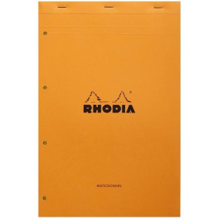 RHODIA 119700C - Bloc-Notes Agrafe N°119 Audit Orange - A4+ - Pre-Imprime Multicolonnes - 80 Feuilles Detachables Perforation 4 