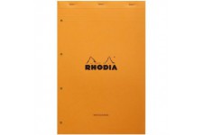 RHODIA 119700C - Bloc-Notes Agrafe N°119 Audit Orange - A4+ - Pre-Imprime Multicolonnes - 80 Feuilles Detachables Perforation 4 