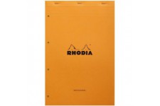 RHODIA 119700C - Bloc-Notes Agrafe N°119 Audit Orange - A4+ - Pre-Imprime Multicolonnes - 80 Feuilles Detachables Perforation 4 