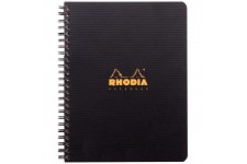 RHODIA 119911C - Cahier a  Spirale (Reliure Integrale) Noir A5+ | Ligne | 160 pages Detachables Perf. 6 Trous - Papier Clairefon