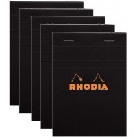 RHODIA Lot de 5 blocs noir n°13 10,5x14,8cm 80 feuilles agrafees 80g Q.5x5