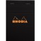 RHODIA blocs noir n°13 10,5x14,8cm 80 feuilles agrafees 80g Q.5x5