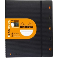 RHODIA 132142C - Cahier d'Organisation Rechargeable Exabook Noir A4+|Petits Carreaux|160 pages Detachables Perf. 4 Trous - Papie