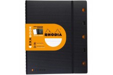 RHODIA 132142C - Cahier d'Organisation Rechargeable Exabook Noir A4+|Petits Carreaux|160 pages Detachables Perf. 4 Trous - Papie
