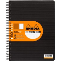 RHODIA 133142C - Cahier Recharge pour Cahier d'Organisation Exabook Noir A4+ | Petits Carreaux | 160 pages Detachables Perf. 4 T