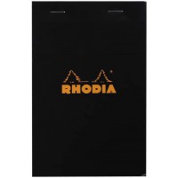 RHODIA 142009C - Bloc-Notes Agrafe N°14 Black - 11x17 cm - Petits Carreaux - 80 Feuilles Detachables - Papier Clairefontaine Bla