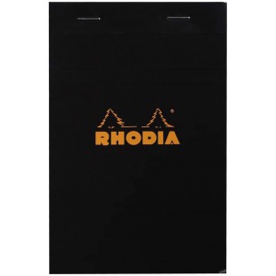 RHODIA 142009C - Bloc-Notes Agrafe N°14 Black - 11x17 cm - Petits Carreaux - 80 Feuilles Detachables - Papier Clairefontaine Bla
