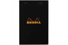 RHODIA 142009C - Bloc-Notes Agrafe N°14 Black - 11x17 cm - Petits Carreaux - 80 Feuilles Detachables - Papier Clairefontaine Bla