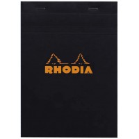 RHODIA 162009C - Bloc-Notes Agrafe N°16 Black - A5 - Petits Carreaux - 80 Feuilles Detachables - Papier Clairefontaine 80G - Cou