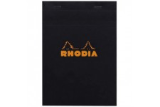 RHODIA 162009C - Bloc-Notes Agrafe N°16 Black - A5 - Petits Carreaux - 80 Feuilles Detachables - Papier Clairefontaine 80G - Cou