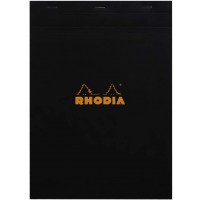 RHODIA 182009C - Bloc-Notes Agrafe N°18 Black - A4 - Petits Carreaux - 80 Feuilles Detachables - Papier Clairefontaine 80G - Cou