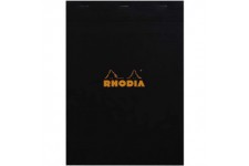 RHODIA 182009C - Bloc-Notes Agrafe N°18 Black - A4 - Petits Carreaux - 80 Feuilles Detachables - Papier Clairefontaine 80G - Cou