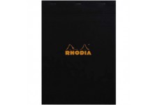 RHODIA 182009C - Bloc-Notes Agrafe N°18 Black - A4 - Petits Carreaux - 80 Feuilles Detachables - Papier Clairefontaine 80G - Cou