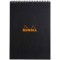 RHODIA 185009C - Bloc-Notes a  Spirale (Reliure Integrale) Noir - A4 - Petits Carreaux - 80 Feuilles Detachables - Papier Claire