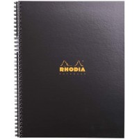 RHODIA 191301C - Cahier a  Spirale (Reliure Integrale) Notebook Noir A4+|Petits Carreaux|160 pages Detachables Perf. 9 Trous|Pap