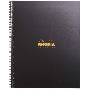 RHODIA 191301C - Cahier a  Spirale (Reliure Integrale) Notebook Noir A4+|Petits Carreaux|160 pages Detachables Perf. 9 Trous|Pap