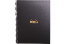 RHODIA 191301C - Cahier a  Spirale (Reliure Integrale) Notebook Noir A4+|Petits Carreaux|160 pages Detachables Perf. 9 Trous|Pap