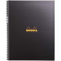 RHODIA 191310C - Cahier a  Spirale (Reliure Integrale) Notebook Noir A4+ | Ligne | 160 pages Detachables Perf. 9 Trous - Papier 