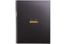 RHODIA 191310C - Cahier a  Spirale (Reliure Integrale) Notebook Noir A4+ | Ligne | 160 pages Detachables Perf. 9 Trous - Papier 