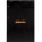 RHODIA 202009C - Bloc-Notes Agrafe N°20 Black - A4+ - Petits Carreaux - 80 Feuilles Detachables Perforation 4 Trous - Papier Cla