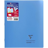 Clairefontaine 951412C Un Cahier Agrafe Koverbook Bleu - 17x22 cm - 96 Pages Grands Carreaux - Papier Blanc 90 g - Couverture Po