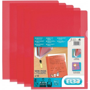 100206709 M Star Lot de 10 Pochettes-Coin A4 PVC Lisse Rouge