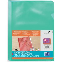 OXFORD Sachet de 10 Pochettes-Coin Haute Resistance A4 PVC Lisse Epaisseur 15/100eme Vert