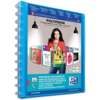 Lot de 10 : OXFORD Protegeâ€Documents Variozip Polyvision A4 40 vues amovibles Couverture Polypro Bleu