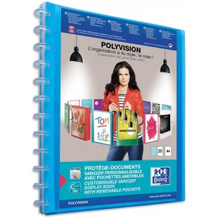 OXFORD Protegeâ€Documents Variozip Polyvision A4 40 vues amovibles Couverture Polypro Bleu
