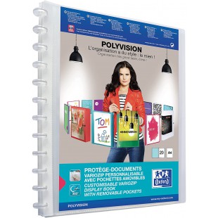 OXFORD Protegeâ€Documents Variozip Polyvision A4 40 vues amovibles Couverture Polypro Incolore