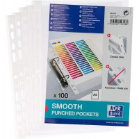 Oxford Brochure pochettes A5, perforees, transparentes, epaisseur 0,06 mm, 100 pieces