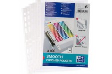 Oxford Brochure pochettes A5, perforees, transparentes, epaisseur 0,06 mm, 100 pieces