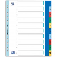 Intercalaires 100205095 en plastique Strong Line, 1-10, 10 pieces, format A4 maximum, extra large, PP, 5 couleurs de, indechirab