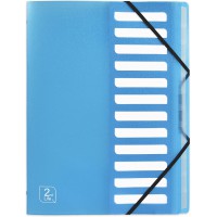 2nd Life Trieur 12 Compartiments couverture en polypropylene A4 Translucide Bleu