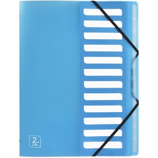 2nd Life Trieur 12 Compartiments couverture en polypropylene A4 Translucide Bleu