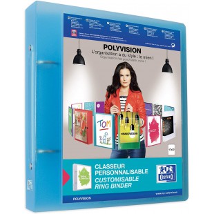 Lot de 12 : OXFORD Classeur Polyvision 17x22 Dos 40mm 2 Anneaux Ronds Couverture Polypro Translucide Coloris Assortis