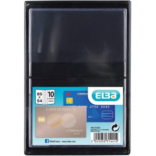 Lot de 10 : Elba 100210823 ELBA Etui de protection pour cartes format standard PVC 6,5x9,5cm noir