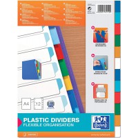 OXFORD Intercalaire neutre A4 en polypropylene 12/100 Couleurs assorties