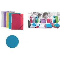 Lot de 20 : Chemise 3 rabats a elastiques HAWAI en polypropylene. Dim: 24x32 cm. Coloris translucides assortis.