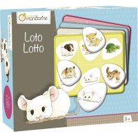 Avenue Mandarine 42761O - Une boite loto comprenant 4 planches 13x11 cm et 24 jetons 4x4 cm, Animaux familiers