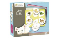 Avenue Mandarine 42761O - Une boite loto comprenant 4 planches 13x11 cm et 24 jetons 4x4 cm, Animaux familiers