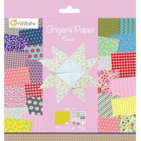 Avenue Mandarine 52507O - Un paquet de 60 feuilles Origami 20x20 cm 70G (30 motifs x 2 feuilles) et une planche de st