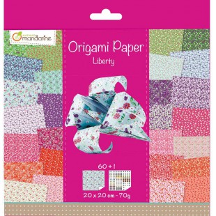 Avenue Mandarine 52509O - Un paquet de 60 feuilles Origami 20x20 cm 70G (30 motifs x 2 feuilles) et une planche de st