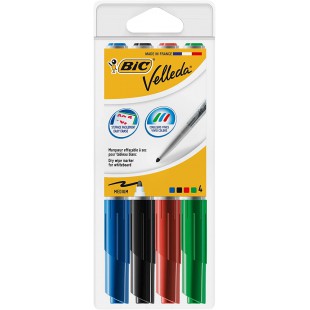 BIC Velleda 1741 Feutres pour Tableau Blanc Effacables a Sec, Pointe Conique Moyenne - Couleurs Assorties, Pochette 